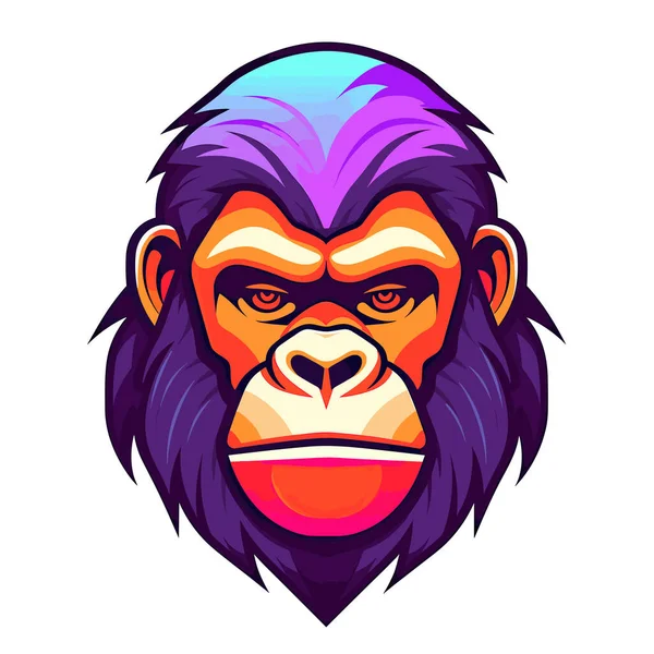 Renkli Bir Geçmişi Olan Bir Maymun Kafası — Stok Vektör
