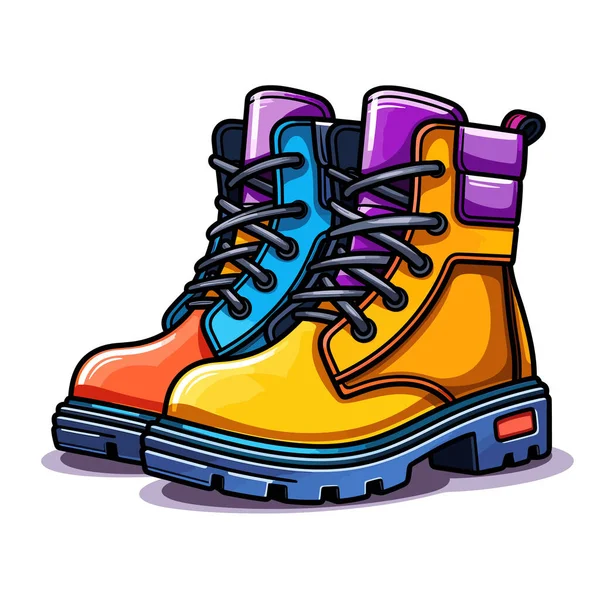 Pair Colorful Boots White Background — Stock Vector