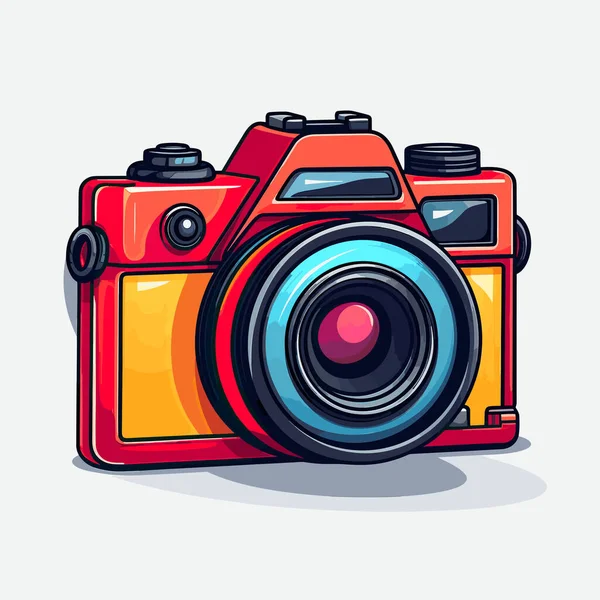Красная Камера Синей Линзой Белом Фоне — стоковый вектор