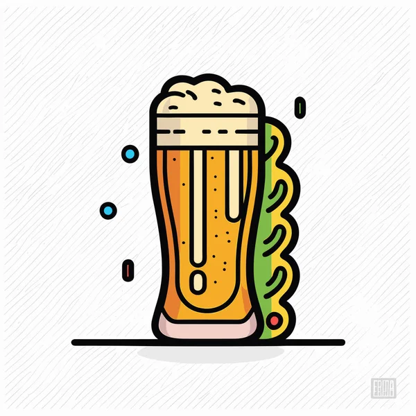 Verre Bière Assis Sur Une Table — Image vectorielle