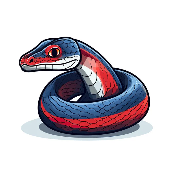 白地に赤 青の蛇 — ストックベクタ