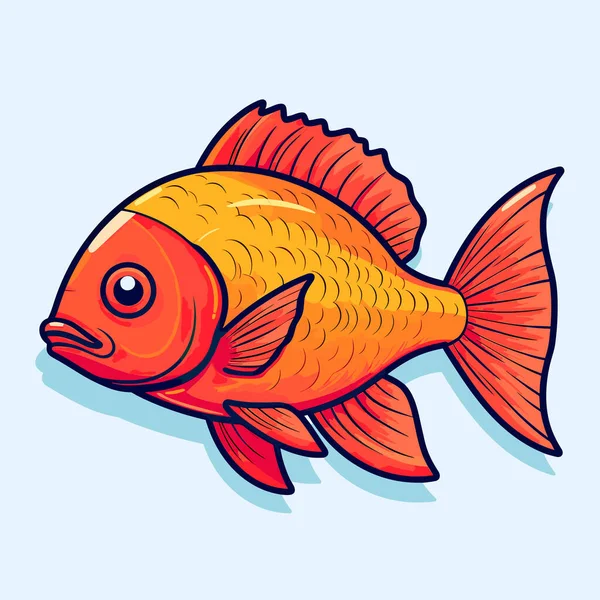 Pesce Oro Con Sfondo Blu — Vettoriale Stock
