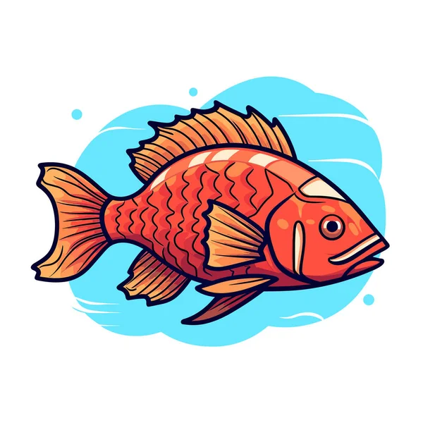 Zlatá Rybka Plavající Vodě — Stockový vektor