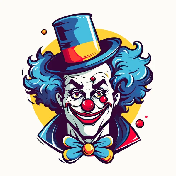 Clown Con Cappello Cilindro Papillon — Vettoriale Stock