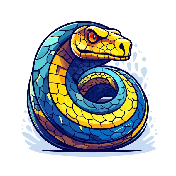 Синьо Жовта Змія Білому Тлі — стоковий вектор