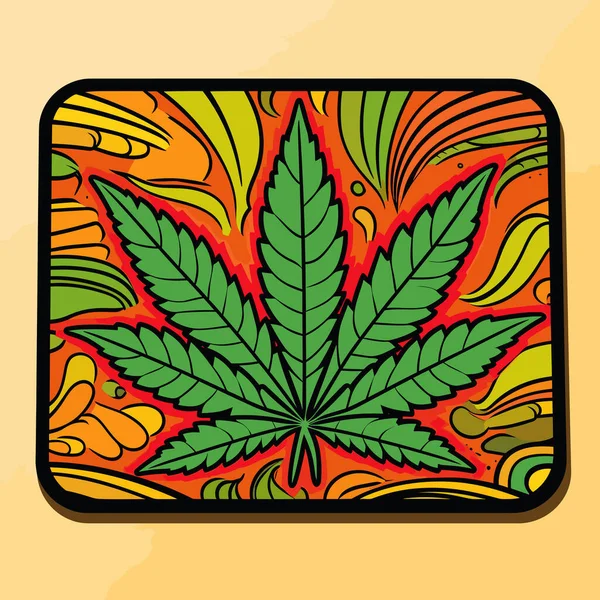 Sarı Arka Planda Marihuana Yaprağı Resmi — Stok Vektör
