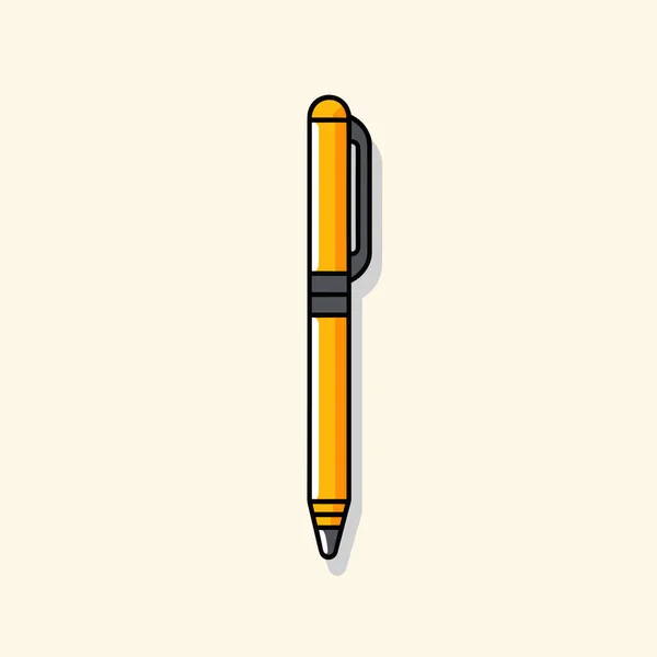 Žluté Pero Černým Hrotem Bílém Pozadí — Stockový vektor