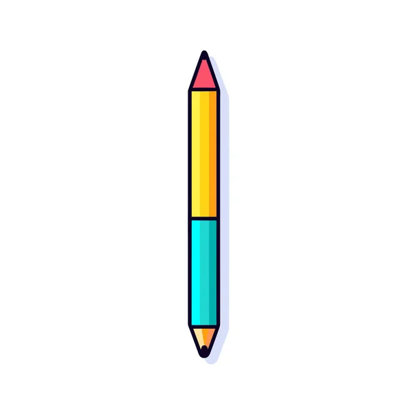 Crayon Couleur Avec Une Longue Pointe Sur Fond Blanc — Image vectorielle