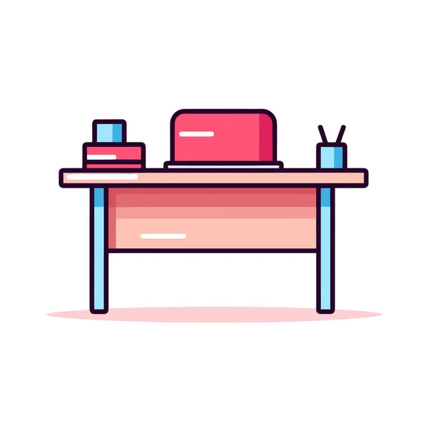 Ein Schreibtisch Mit Stuhl Und Laptop Darauf — Stockvektor