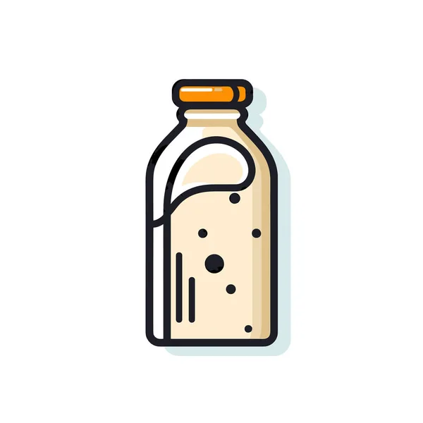 Een Fles Melk Met Een Bruine Dop — Stockvector