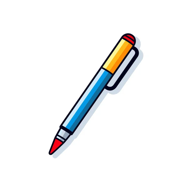 Blue Yellow Pen Red Tip — Stock Vector
