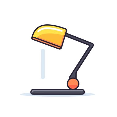 Beyaz arka planda sarı ve siyah bir lamba.