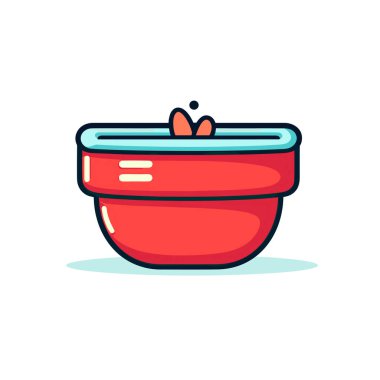 İçinde kaşık olan kırmızı bir kase.