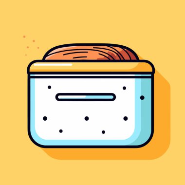 Kahverengi kapaklı beyaz ve mavi bir kap.