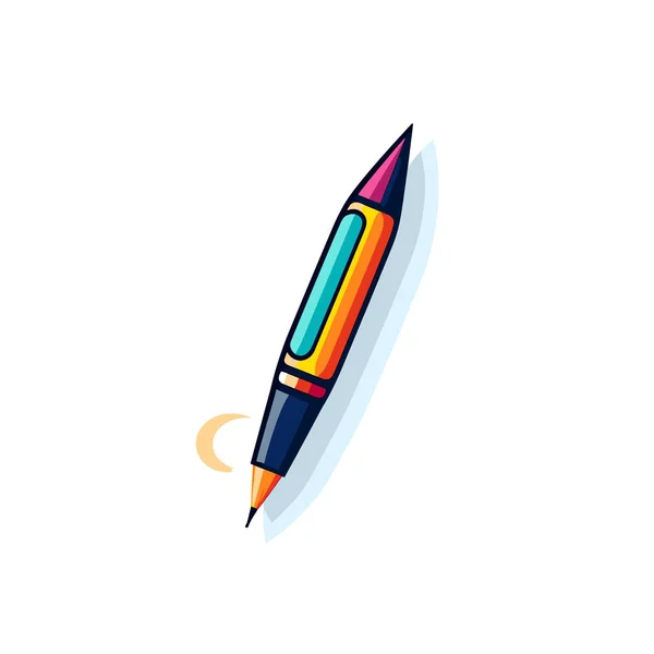 Een Kleurrijke Pen Ligt Een Wit Oppervlak — Stockvector