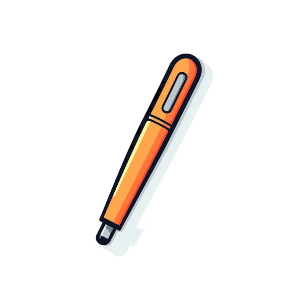 Orange Pen Black Tip White Background — Stock Vector