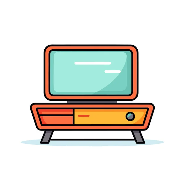 木製の台の上に座っているテレビ — ストックベクタ