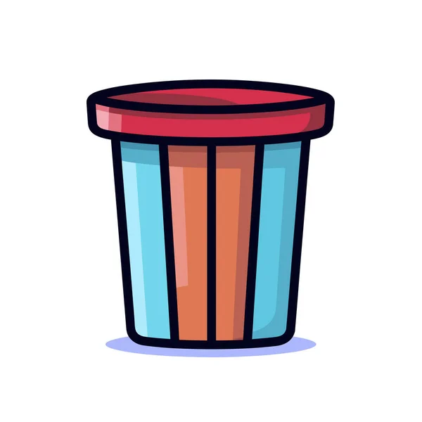 Ein Bunter Mülleimer Mit Rotem Deckel — Stockvektor