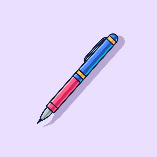 Blue Red Pen Yellow Tip — Stock Vector