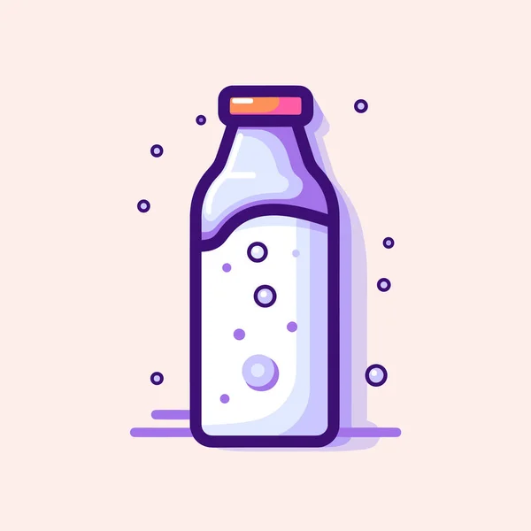Een Fles Melk Een Roze Achtergrond — Stockvector