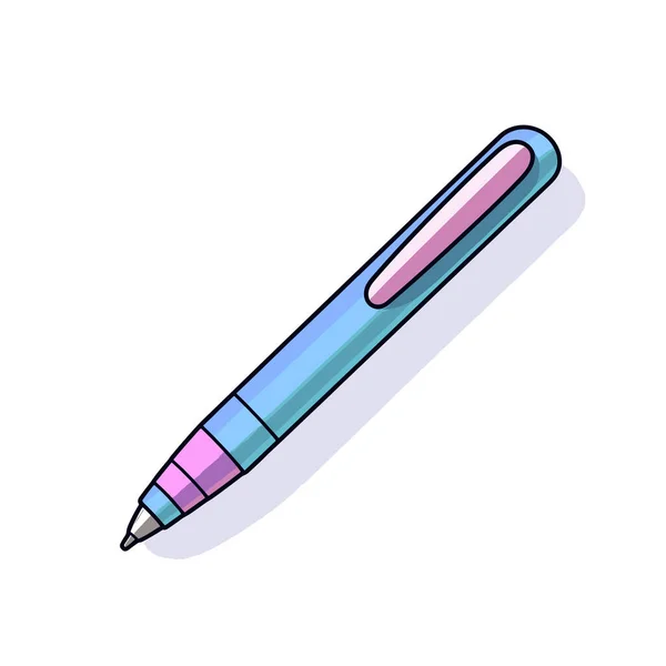 一支白色底色的蓝色粉红钢笔 — 图库矢量图片