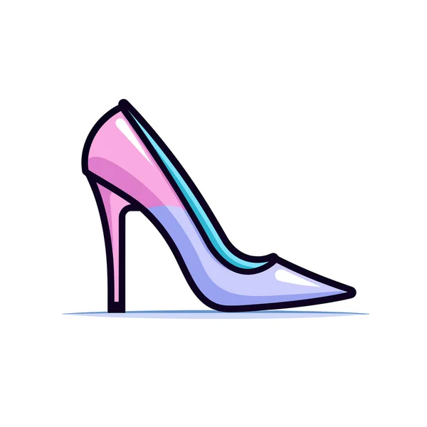 Ein Rosa Und Blauer Schuh Mit Hohen Absätzen — Stockvektor