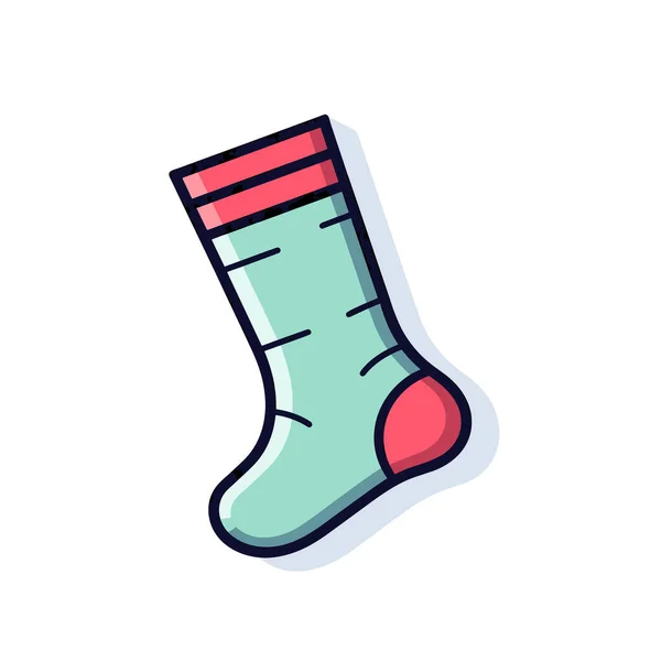Eine Grüne Socke Mit Rotem Absatz — Stockvektor