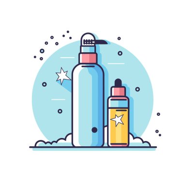 Beyaz arka planda bir şişe ve sprey.