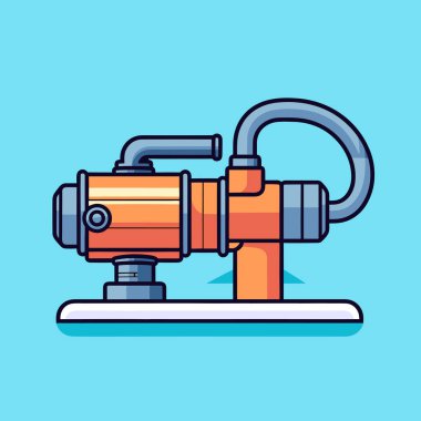 Kırmızı fırını olan mavi ve sarı bir soba.