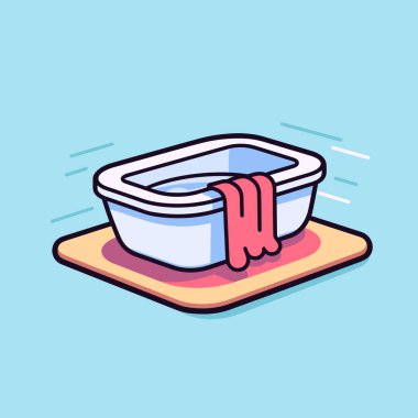 Üstünde bez olan plastik bir kap.