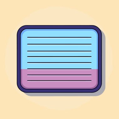 Uzun gölgeli mavi ve mor dikdörtgen bir düğme.