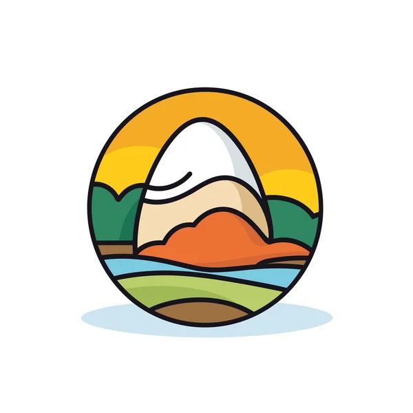 Logo Circular Con Una Montaña Fondo — Archivo Imágenes Vectoriales