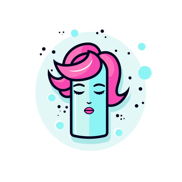 Una Cara Mujer Con Pelo Rosa Tubo Azul — Archivo Imágenes Vectoriales