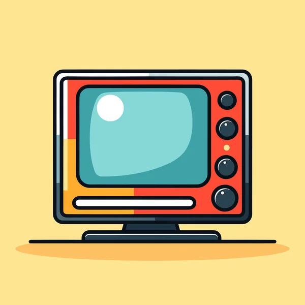Uma Televisão Vermelha Cima Uma Mesa — Vetor de Stock