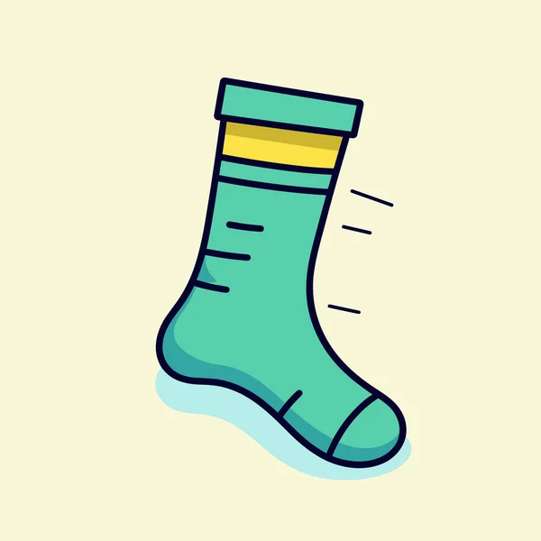 Зелений Шкарпетка Жовтою Смугою Ньому — стоковий вектор