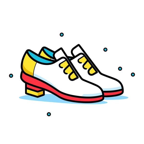 Ein Paar Weiße Und Gelbe Schuhe Mit Roten Sohlen — Stockvektor