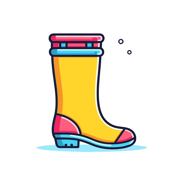 Yellow Rain Boot Red Bottom — Stock Vector