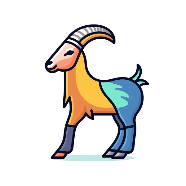 Cartoon Goat Blue Yellow Coat — Stock Vector