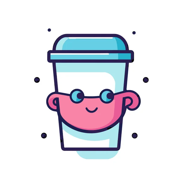 Eine Tasse Kaffee Mit Einem Lächelnden Gesicht — Stockvektor
