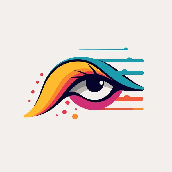 Colorful Eye Long Eyelashes White Background — Stock Vector