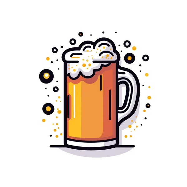 Une Tasse Bière Avec Des Bulles Des Bulles Autour — Image vectorielle