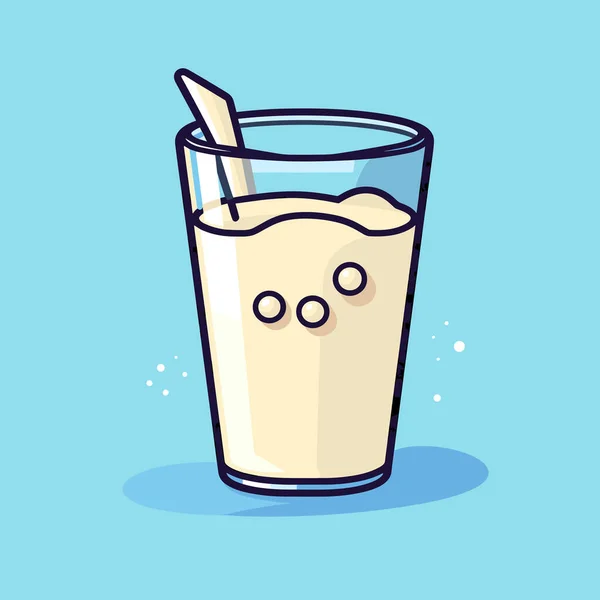 Een Glas Melk Met Een Rietje Uit — Stockvector