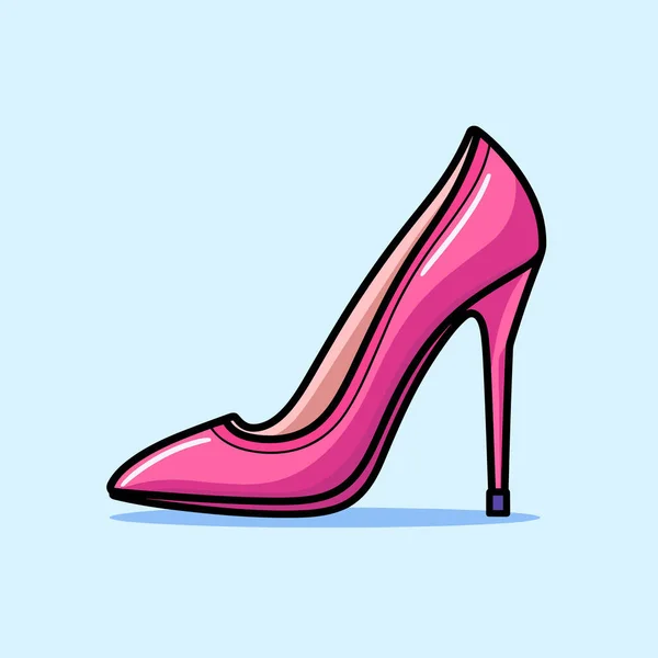 Ein Pinkfarbener Schuh Mit Hohen Absätzen Auf Blauem Hintergrund — Stockvektor