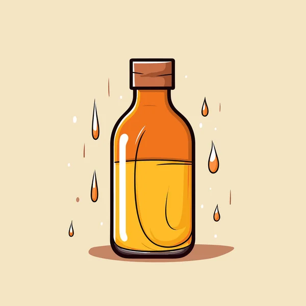 Bottle Liquid Drops Coming Out — Stock Vector