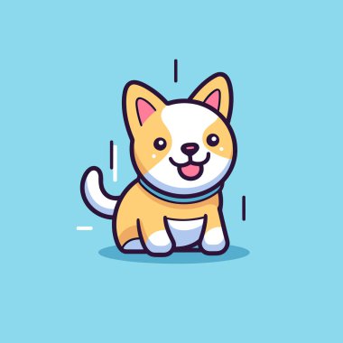 Mavi arka planda oturan yakalı bir çizgi film kedisi.