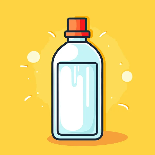 Een Fles Met Een Rode Dop Een Gele Achtergrond — Stockvector