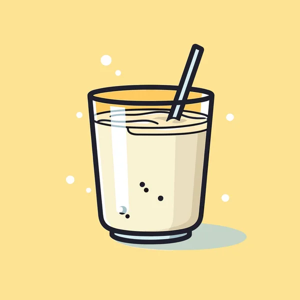 Ein Glas Milch Mit Einem Strohhalm Drin — Stockvektor