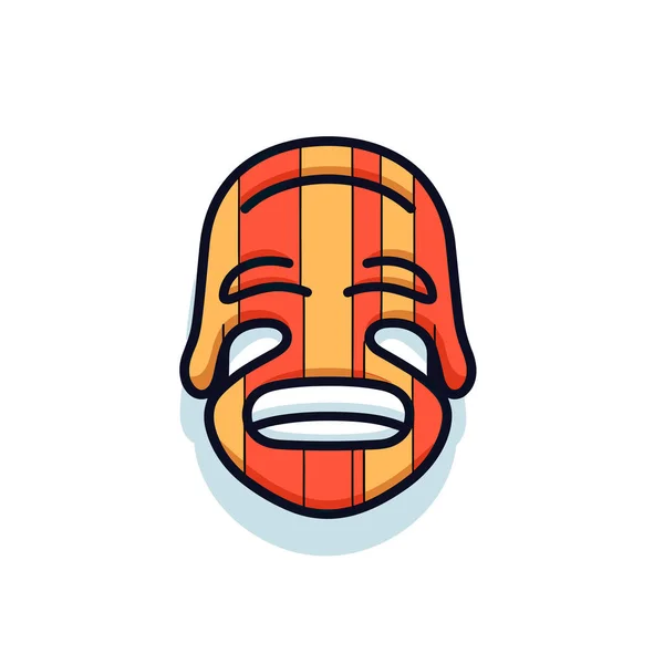 Red Yellow Striped Mask Sad Face — Stock Vector