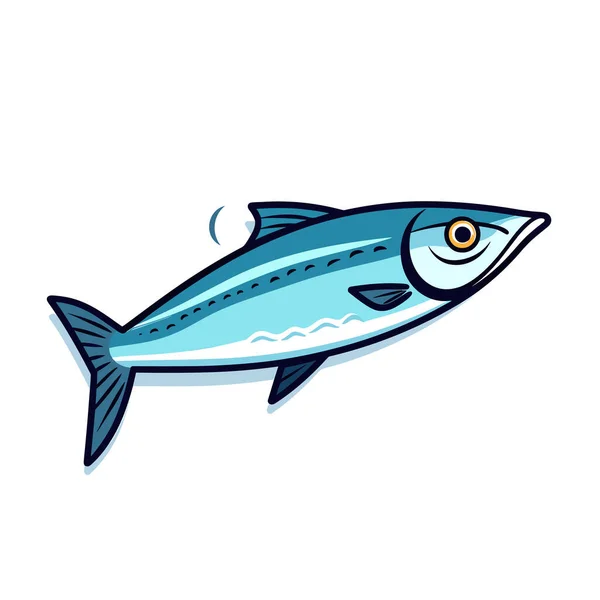Blue Fish White Background — Stock Vector
