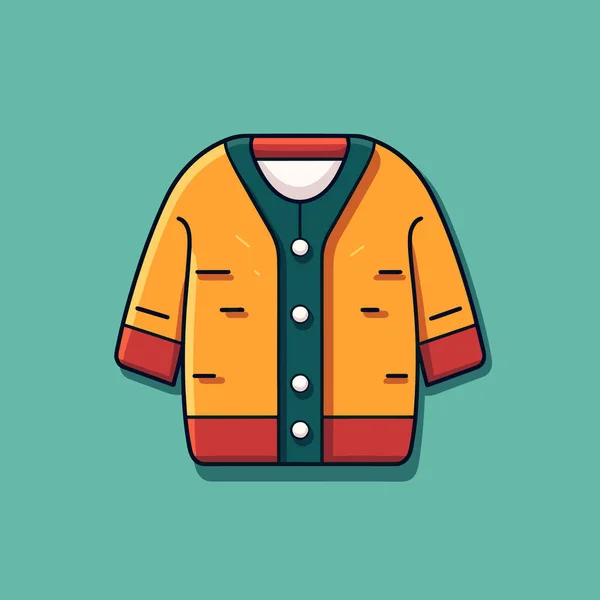 绿色和红色领子的黄色夹克 — 图库矢量图片